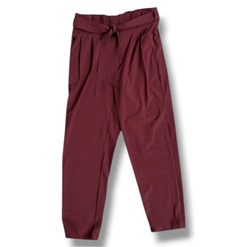 Athleta Skyline ll Paper Bag Waist Pants Cognac Brown Size 6 - Picture 4 of 16